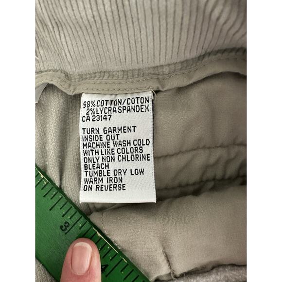 Talbots Petites Women's Stretch Cream Color Corduroy Flat Front Wide Leg 12P - Picture 6 of 6